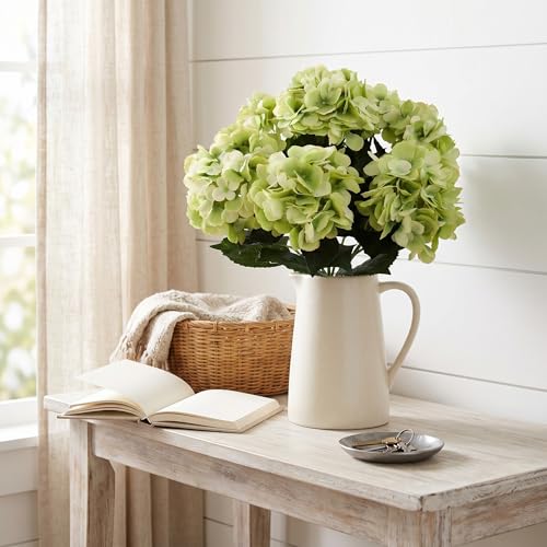 Larksilk Hydrangea Artificial Flowers - Faux Hydrangea Flowers - Home Decor, Easter Decorations, Spring Decor - Floral Centerpieces for Tables - 20" Floral Stems, Green, 2 Pieces - color: Green, size: Pack of 2