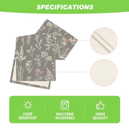 Artoid Mode Leaves Flowers Spring Table Runner, Seasonal Kitchen Dining Table Decoration for Home Party Decor 13x72 Inch - color: Silver, size: 13" x 72", Table Runner
