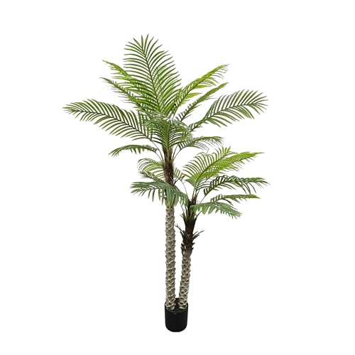 7FT Fake Palm Tree Artificial for Outdoor Indoor,UV Resistant Faux Silk Plants Perfect for Outside Patio Poolside Yard Home Office Living Room Decor - color: 7ft-2pole