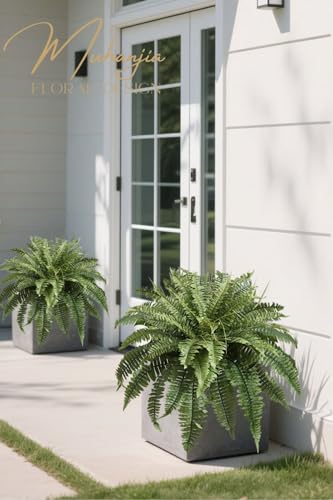 Muhanjia 41" Silky Artificial Boston Fern Bush,Set of 2, Fake Fern Large Hanging Plant That Look Real for Outdoors Home Decor,61Branches. (41" 2Pcs61Fronds) - color: 41"2pcs61fronds-green