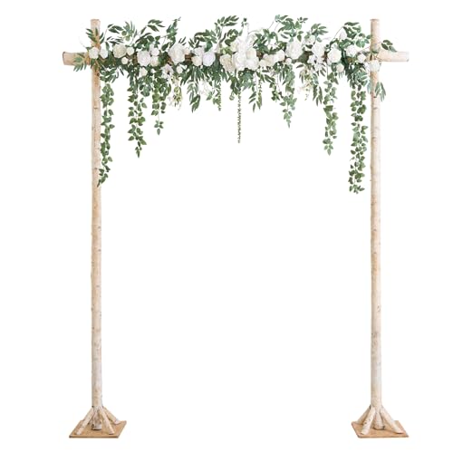 Ling's moment Backdrop Floral Garland 6.5FT Artificial Wedding Arch Flowers Sage Green Decor, White Ceremony Reception Hanging Eucalyptus Rose Arbor Arrangement Outdoor Party Swag Home Decorations - color: White & Sage(2024 New)