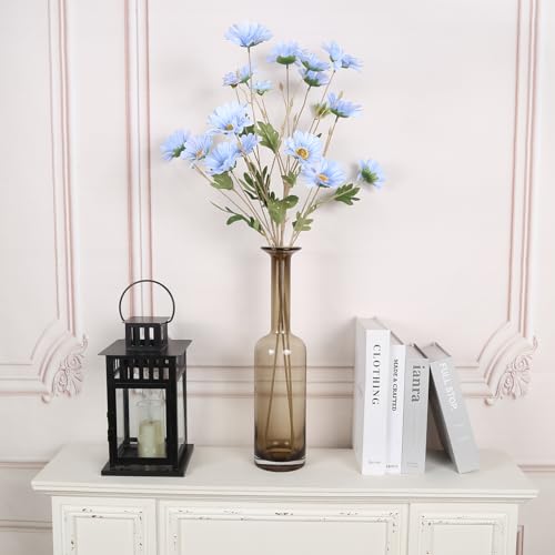 Light Blue 6Pcs Artificial Daisy Flowers 36 Heads 29.52” Long Stem Fake Wild Flowers for Room Home Decor Bath Party Wedding Garden Tall Vase Arrangement(Light Blue) - color: Light Blue
