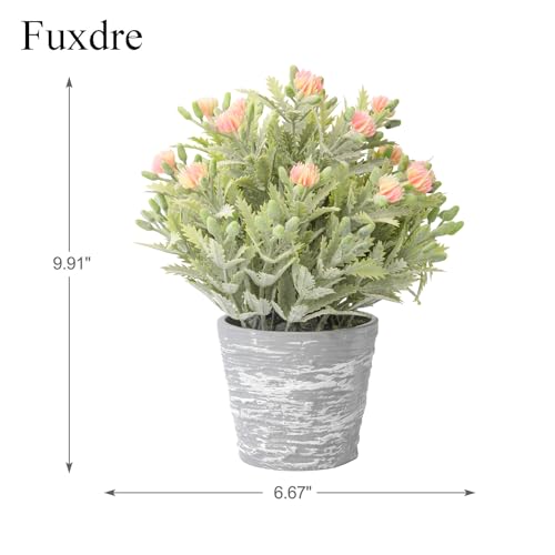 2 Pack Small Desk Plants, Artificial Bathroom Plants Decor with Flower in Vintage Melamine Pots, Faux Plants Indoor for Shelf Decor in Home Office, and Spring Decor (Peach) - color: Peach