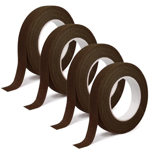 DOMMARE 1/2 Inch Flower Tape Floral Tape, 4Pcs Flower Wrapping Tape, Floral Bouquet Supplies for Bouquet Floral Arranging Flowers Stem Wrapping, Wedding Bouquet, Wreath, Garden Decor, Coffee 32 Yard - color: 4Pcs Coffee, style: Normal & Non-sticky