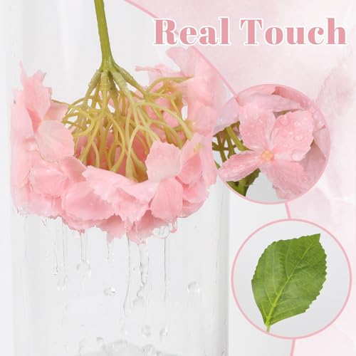 IPOPU Pink Real Touch Hydrangeas Artificial Flowers 6PCS Realistic Faux Hydrangea Flowers 12'' Fake Hydrangeas with Stems for Wedding Centerpieces Bouquets Arrangements Baby Shower Party Home Decor - color: Baby Pink