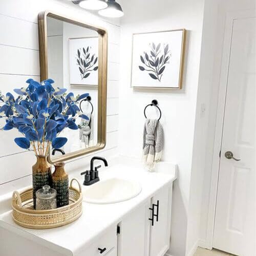 GTIDEA 15PCS Artificial Blue Eucalyptus Stems Faux Greenery Stems with Seeds Blue Eucalyptus Leaves Fake Plants for Summer Floral Arrangement Home Indoor Vase Kitchen Wedding Party Decor (20.5") - color: 15pcs-blue