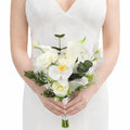 Rinlong 9.8" Wedding Bouquet, White Green Silk Posy Bridal Bouquet | Prom, Homecoming, Wedding, Destination Friendly - color: 34-white Orchid