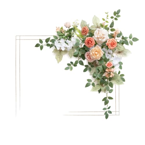 Ling's moment Wedding Artificial Welcome Sign Flowers Swag Arch Floral Garland Decorations Growing Blush Ceremony Reception Entrance Entryway Party Banquets Easel Wall Home Outdoor(NOT Include Sign) - color: Growing Blush