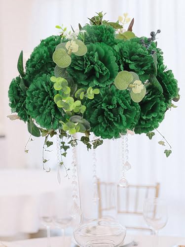 LELEE 108pcs Carnation Head Flowers with Stem - Green Artificial Flowers Carnations Bulk - Silk Carnation Fake Flower for Wedding Bouquet Decor DIY Baby Shower Centerpieces Grad Party Tables Decor - color: Green
