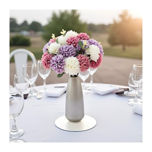 Artificial Silk Chrysanthemums with Eucalyptus, 12" Faux Mums | 24 Stems (Purple, White, Fuchsia) + 6 Eucalyptus, Plastic Stems Bendable, for Home Table Wedding Party Office Decor - size: 30pcs