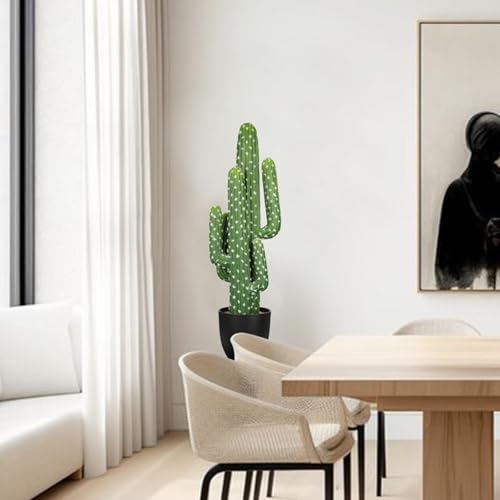 DILATATA Tall Fake Cactus Plant 28 inch Large Artificial Cactus Tree 'Saguaro Cactus' Faux Cactus Desert Plants Big Fake Cacti for Home Garden Office Decor - color: Stenocereus Fimbriatus