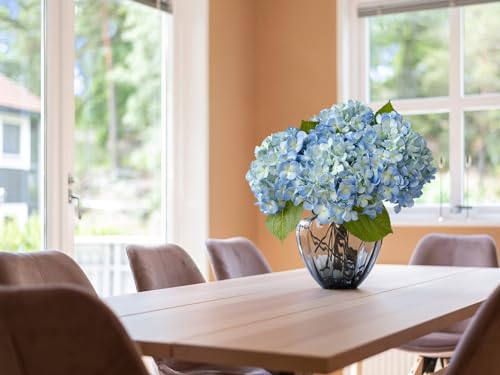ZYTUYO 20in 4PCS Faux Blue Hydrangea Artificial Flowers Lifelike Latex Hydrangeas Faux Flower Heads Real Touch Fake Bouquet with Stem for Silk Floral DIY Home Office Party Table Decor - color: Blue