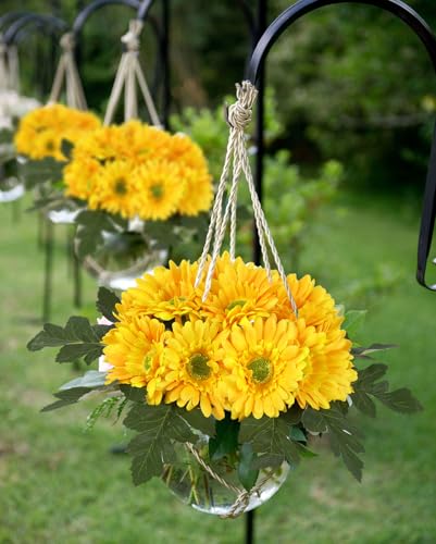 IPOPU 2 Bundles Artificial Gerbera Daisy Flowers 14 Heads Yellow Fake Daisy with Stems Faux Silk Daisy Flower for Wedding Bridal Bouquet Party Floral Arrangements Home Table Centerpiece Decor (Yellow) - color: Yellow