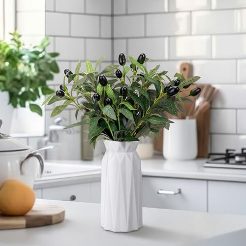 Norme 24 Pcs Mini Faux Olive Branches Stems for Small Vases 11 Inch Artificial Olive Leaves with Lifelike Olives Artificial Indoor Greenery Decor for Home Office Wedding Party Centerpieces Decor