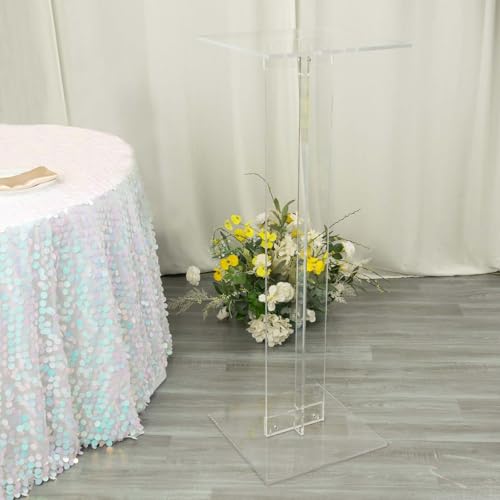 Efavormart 46" Heavy Duty Acrylic Wedding Display Stand with Square Bases, Clear Plexiglass Flower Pedestal Stand - 10mm Thick Plate - size: 46"