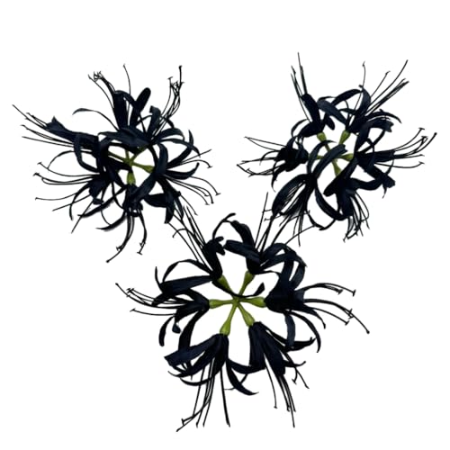 Silk Spider Plant Fake Flowers Heads,Artificial Flowers Spider Silk Flowers for Crafts,Fake Flowers Bulk,Artificial Flowers for Cake Decoration Wedding Party Birthday Home Décor (3, Black) - color: Black