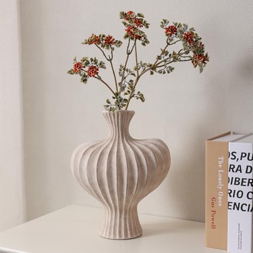 Ceramic Flower Vase Home Decor, 11 in Farmhouse Table Vases Rustic Vintage Living Room Kitchen Bedroom Decorations Pottery Decorative Vases for Flowers House Shelf Office Coffee Desk Dining, Rustic - color: 11 in - Rustic