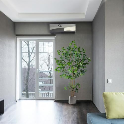 Warmplants Artificial Ficus Tree, 6ft Tall Silk Fake Ficus Leaves Plant with Basket, Indoor Outdoor Faux Greenery Tree for Home Garden Office House Livingroom Décor - color: Ficus, size: 6ft