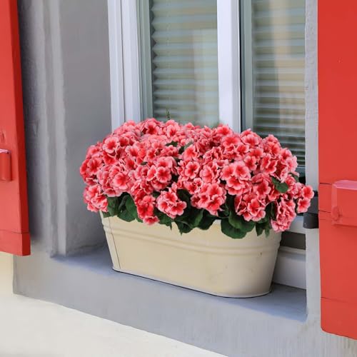 Hananona 12 Pcs Artificial Geranium Flowers for Outdoors Geranium Silk Flowers Outdoor UV Resistant Garden Plants Faux Flowers for Home Kitchen Table Centerpieces Decor (12, Peach) - color: Peach