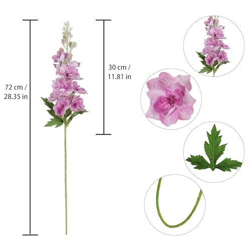 6PCS Fuschia Delphinium Artificial Flowers Real Touch Larkspur Silk Flowers Long Stem Artificial Flowers for Tall Vase Wedding Centerpieces for Tables Home Decor Indoor (Fuschia) - color: Real Touch Lilac