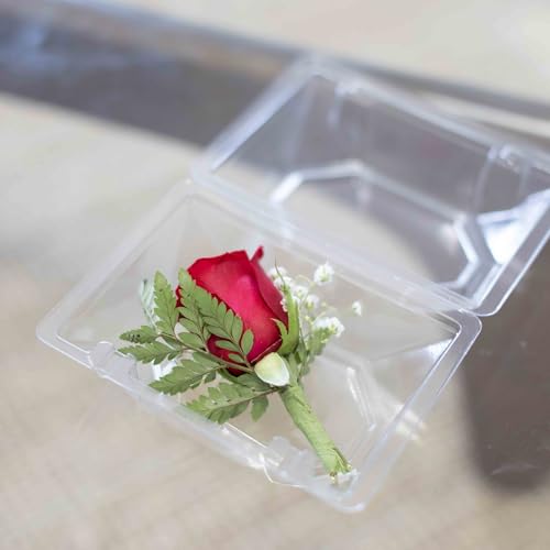 Curtis Wagner Plastics CW-543 Clear Boutonniere Flower Boxes (5-Pack) Size 4.5" x 3.75" x 3" | Plastic Floral Containers for Corsage, Small & Large Flowers | Perfect for Weddings, Proms, Keepsakes - style: Boutonniere