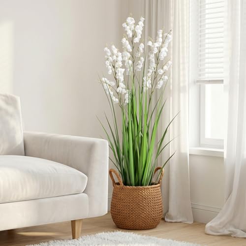 Fake Plants Home Decor Fake Flowers Artificial Plants Outdoor Tall Grass Plant Artificial Pampas Grass Decor Artificial Plants Indoor Fake Grass Living Room Decor Artificial Grass 36“2PCS White - color: 90cm White-2pcs