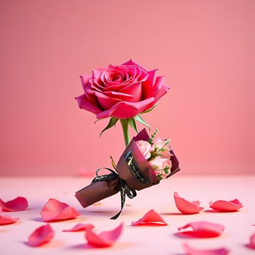 Light Pink 3 Heads Artificial Rose Bouquet Soap Flower Petals Valentine Day Gifts for Women Mom Wife Best Friend , Birthday Christmas Valentine's Mothers from Daughter Son Husband, Artificial Flowers