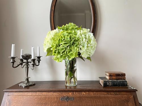 YalzoneMet Hydrangea Artificial Flower Natural Lifelike Real 21 inch Latex Long Stem 2 Light Green+2 Dark Green Hydrangea Flower Bouquets for Home Party Outdoor Wedding Table Centerpiec Decor - color: Dark/Light Green