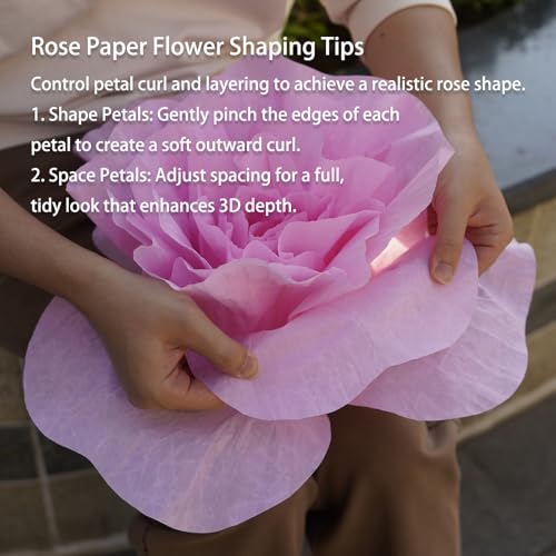 Giant Roses Artificial Flowers for Decoration with Stand,Oversized Handmade Paper Rose Decoration for Wedding,Party,Window Display,Photography Prop,Valentine’s Day & Event Decor(Pink) - color: Pink