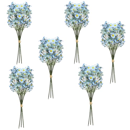 Small Daisy Flowers Artificial Wildflowers Chamomile Blue 18 Pcs | Mini Daisies Flowers Silk Spring Summer Chamomiles for DIY Floral Arrangements Wedding Table Centerpieces Party Home Decor - color: Blue