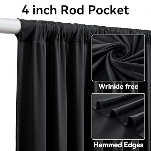 10x12ft Black Backdrop Curtain for Wedding Parties, Wrinkle Free 2 Panels 12 ft Long Silky Polyester Photo Backdrop Drapes Back Drop Cloth Drapery for Birthday Graduation Photography Background - color: Black, size: 5ft(W)x12ft(H)_2 Panels