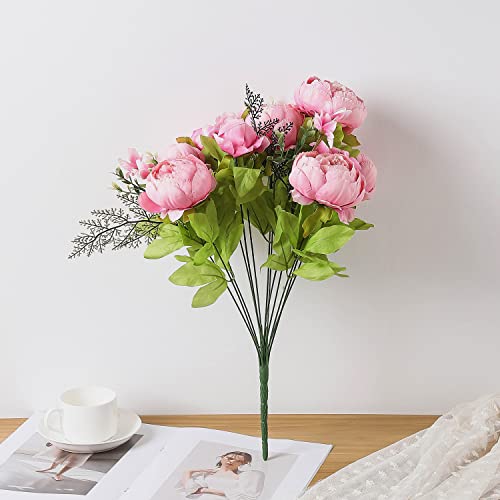 Duovlo Springs Flowers Artificial Silk Peony Bouquets Wedding Home Decoration,Pack of 1 (Spring Light Pink) - color: Spring Light Pink