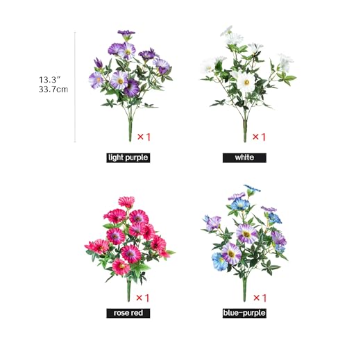 Colorful Artificial Morning Glory Flowers for Outdoor Planters, Premium UV Resistant Silk Faux Flowers for Porch, Hanging Basket & Window Box, Vibrant Garden Decor, No Pot, 13.3 Inch, 4 Bundles - color: Mixed Full Color 4pcs