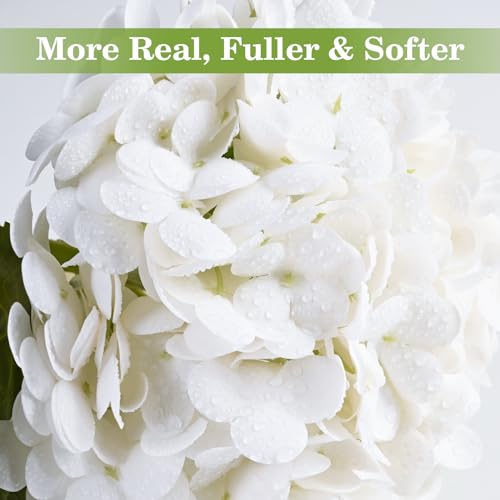 Artflower 4Pcs Real Touch Hydrangea Artificial Flowers, 22.5'' White Full Latex Faux Hydrangea Flowers for Home Floral Arrangements Wedding Bouquets Kitchen Table Centerpiece Decorations - color: White, size: 4 Pcs