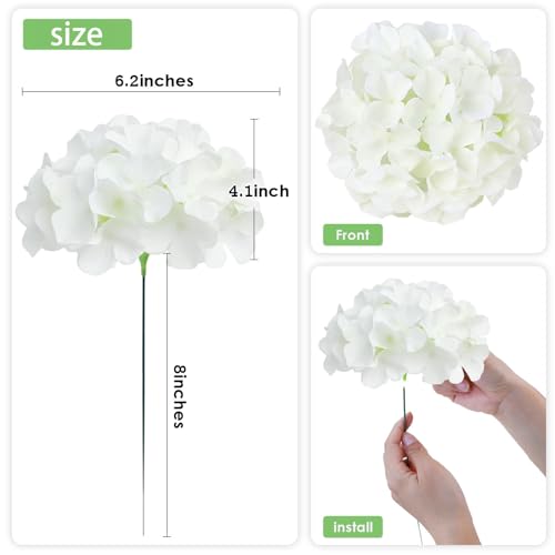 AVIVIHO 60pcs Hydrangea Artificial Flowers Bulk Ivory Full Fake Hydrangea Silk Flowers with Stems Ivory White Fake Flowers Heads for Wedding Party Home Centerpieces Arch Festival Decoration - color: Ivory, size: 60PCS