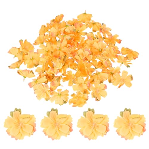 PATIKIL 100 Pcs Fake Silk Flower Heads, 1.6 Inch Artificial Cherry Blossom Faux Flower Heads for DIY Craft Wedding Party Home Wreath Decoration, Orange - color: Orange