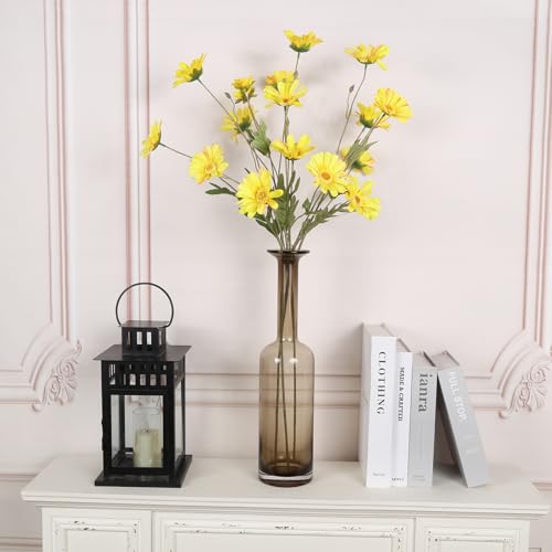 36 Heads Yellow Artificial Daisy Flowers 29.52” Silk Wildflowers 6PCS Silk Daisies with Stems for Tall Vase Home Bath Outdoor Party Garden Wedding Aisle Porch Decoration(Yellow) - color: Yellow