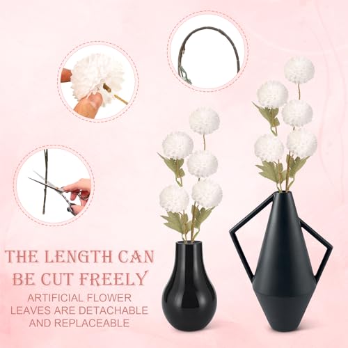 INQCMY Artificial Flowers 12 Pcs Fake Chrysanthemums White Faux Kiku Flower Long Stem 20" Realistic Silk Pompon Mums for Vase Wedding Bouquets Centerpieces Home Decor - color: White