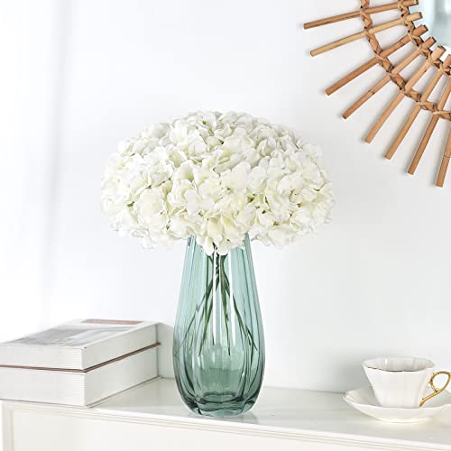 10PCS Silk Hydrangea Heads with Stems Artificial Flowers for Wedding Party Home Decor (Off White), One Size Off - color: Off White