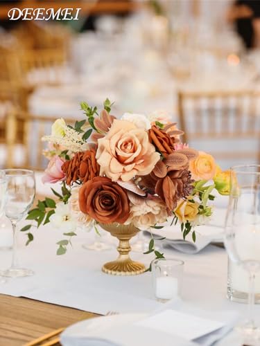 Artificial Flowers Combo Box Set Fall Fake Flowers Silk Mix Roses Peonies with Stems for DIY Bridal Wedding Decor Bouquets Centerpieces Baby Shower Party Home Decorations Orange Champagne 23pcs - color: Orange Champagne