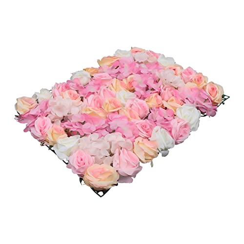 16"x 24" Artificial Flower Wall Panels,Flower Wall Mat Silk Flower Panels for Outdoor Garden Backyard Fence Fence Privacy Screen and Indoor Wall Decor (4Pcs Pink+Champagne+White) - color: 4Pcs Pink+Champagne+White