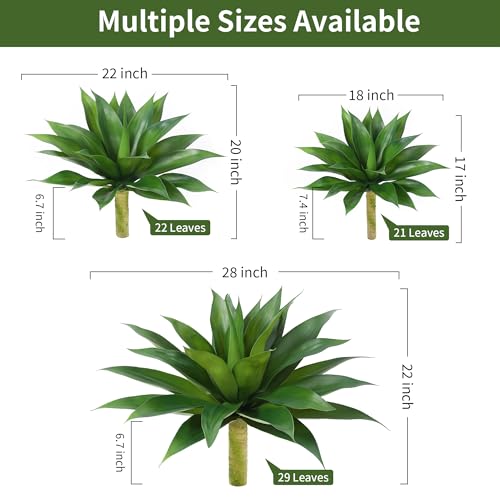 Wertuirk 28 Inch Artificial Agave Plant, Realistic Faux Succulents with Vibrant Color, UV Resistant & Low Maintenance Fake Plants for Indoor Outdoor, Home, Garden, Patio Decor (Green, Extra Large) - color: Green, size: X-Large