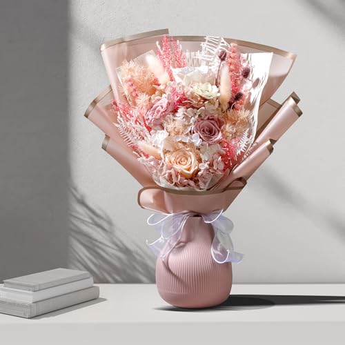 Bonsion Preserved Flowers Gifts for Women, Flower for Delivery, Dusty Rose Gifts fo Her, Preserved Roses Bouquets, Birthday Gifts for Grandma, Mothers Day Flowers for Wife - color: Dusty Rose