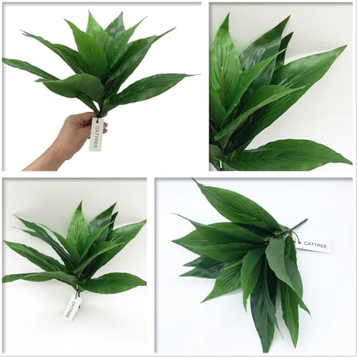 CATTREE Artificial Plants Outdoor Decor, Fake Plant Shrubs Faux Grass Plastic Leaves Greenery Bushes Home Garden Wedding Party Decorations Indoor Office Yard Verandah Planter Filler - Green 2 Pack - color: Magnolia Grass-green-2 Pack