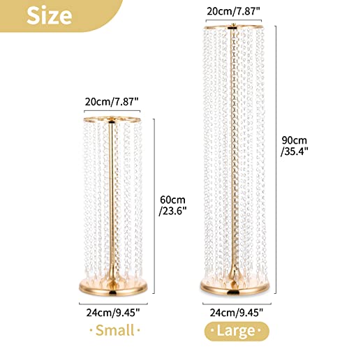 Nuptio 2 Pcs 35.4inch Tall Gold Crystal Wedding Centerpieces Flower Vases for Party Tables Decorations - color: Gold, size: 2 Pcs 35.4 inch