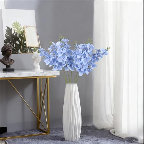 Orchids Artificial Flowers,6PCS Silk Blue Orchid Stems Realistic Artificial Phalaenopsis Flowers 36" Fake Orchid for Wedding Party Office Home Décor (Light Blue) - color: Light Blue