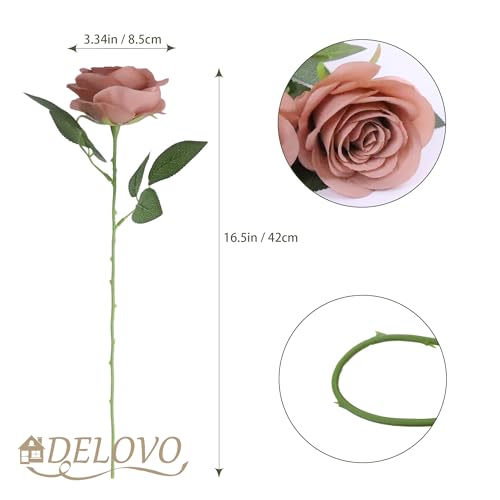 52pcs Dusty Rose Roses Artificial Flowers Fake Flowers Silk Roses with Stems for Wedding Party Bouquets Bridal Shower Centerpieces Floral Arrangements Party Decorations - color: Dusty Rose