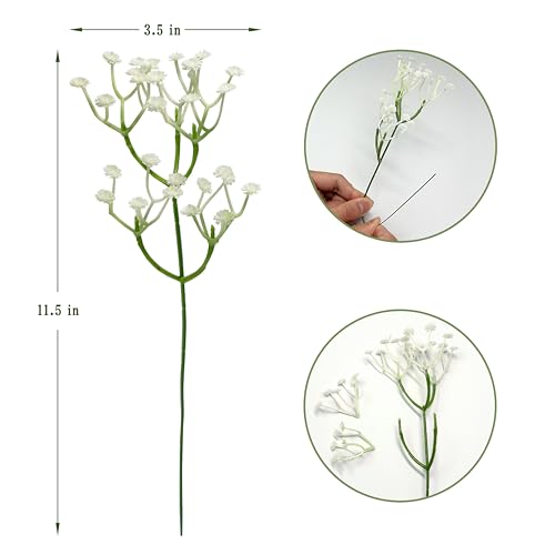 Babys Breath Artificial Flowers Bulk, 40 Pcs Faux Gypsophila for Wedding Bouquets, Bridal Decor, Home Decor – Realistic Long-Lasting Fake Flowers, Bendable Stems, 5.6oz, 11.5 Inch White - size: 40Pcs