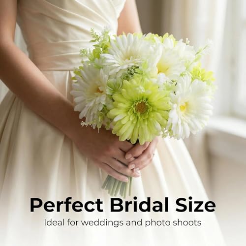 Lifelike Artificial Daisies 24pcs, Fake Wildflowers Bouquet for Vase, No-Fade Silk Spring Flowers for Home Table Decor Living Room Kitchen Centerpiece (Green - 2 Bouquets)