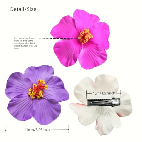 8pcs Hawaiian Flower Hair Clips for Women Fake hair clip for thin thick hair Clips for Wedding Bridal Beach Party (8pcs Vacation style) - color: 8pcs Vacation style
